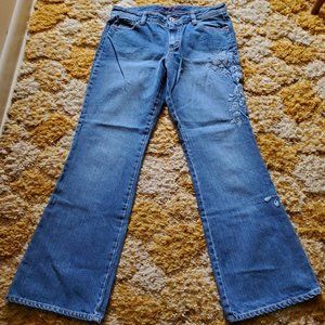 Eddie Bauer Women’s 10 Floral Embroidered 100% Cotton Denim